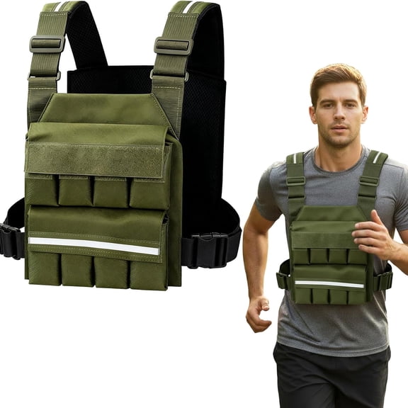 HJOKLS Weight Vest for Men Women,Adjustable Weighted Vests Strength and Endurance Training Fitness Workouts Tactical Running(Excluding Lead Blocks)Green
