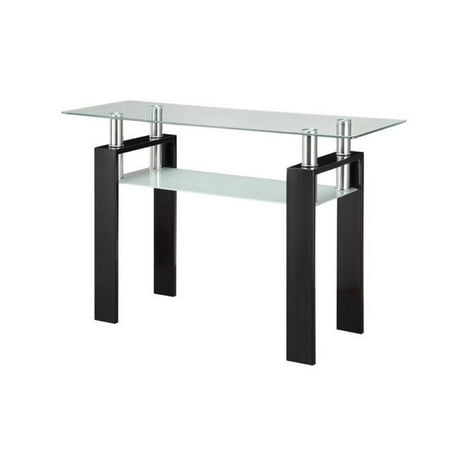Bowery Hill Glass Top Console Table in Black