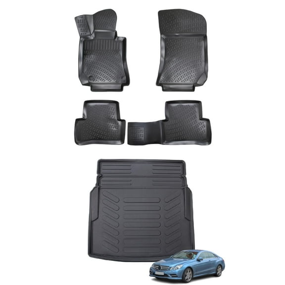 Car Floor Mats   Cargo Liner (Full SET) Compatible for Mercedes E-Class W212 2010-2016 With Ramp Waterproof | All Weather
