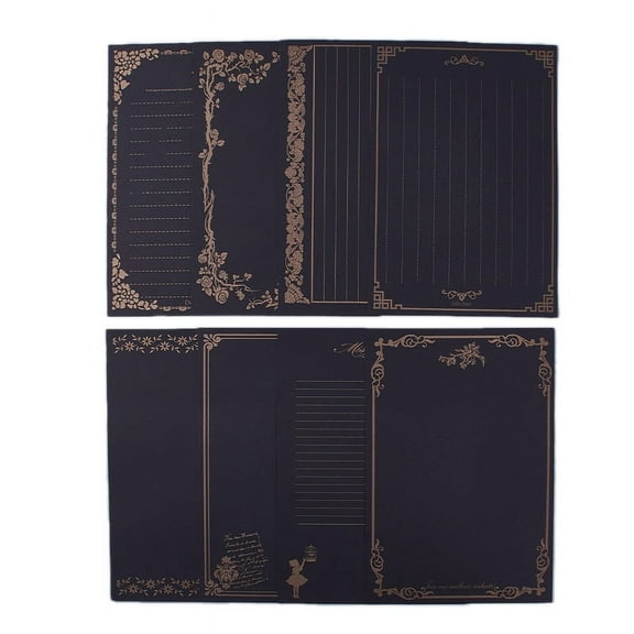 10 Set Vintage Retro Writing Letter Stationery Paper Black 21x14.5cm 8sheets/set