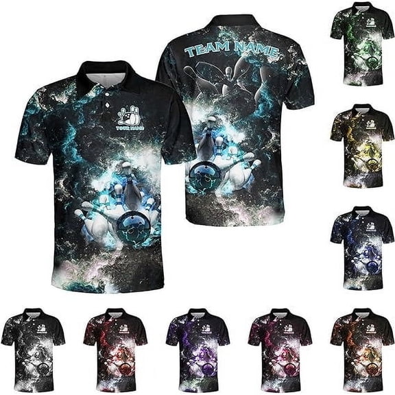 Mostprints Custom 3D Bowling Polo Shirts Personalized Jersey Men Women Team Name Unisex Bowling Shirt Jerseys (S, Orange)