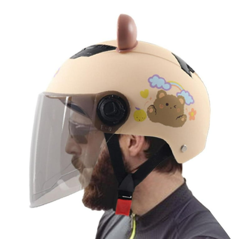 Electric Motorcycle Helmets Single Lens Visors Cute Bear Pattern Motorbike Helmets Bicycle Men Women Summer Scooter For Adult Walmart