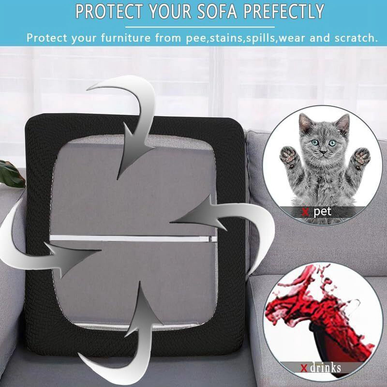JIAN YA NA Outdoor Waterproof Couch Cushion Covers, Stretch Individual Patio Chair Cushion Outdoor Seat Cushion Pad Replacement Sofa Cushion Protector Sofa Slipcover (Black, 2Pcs)