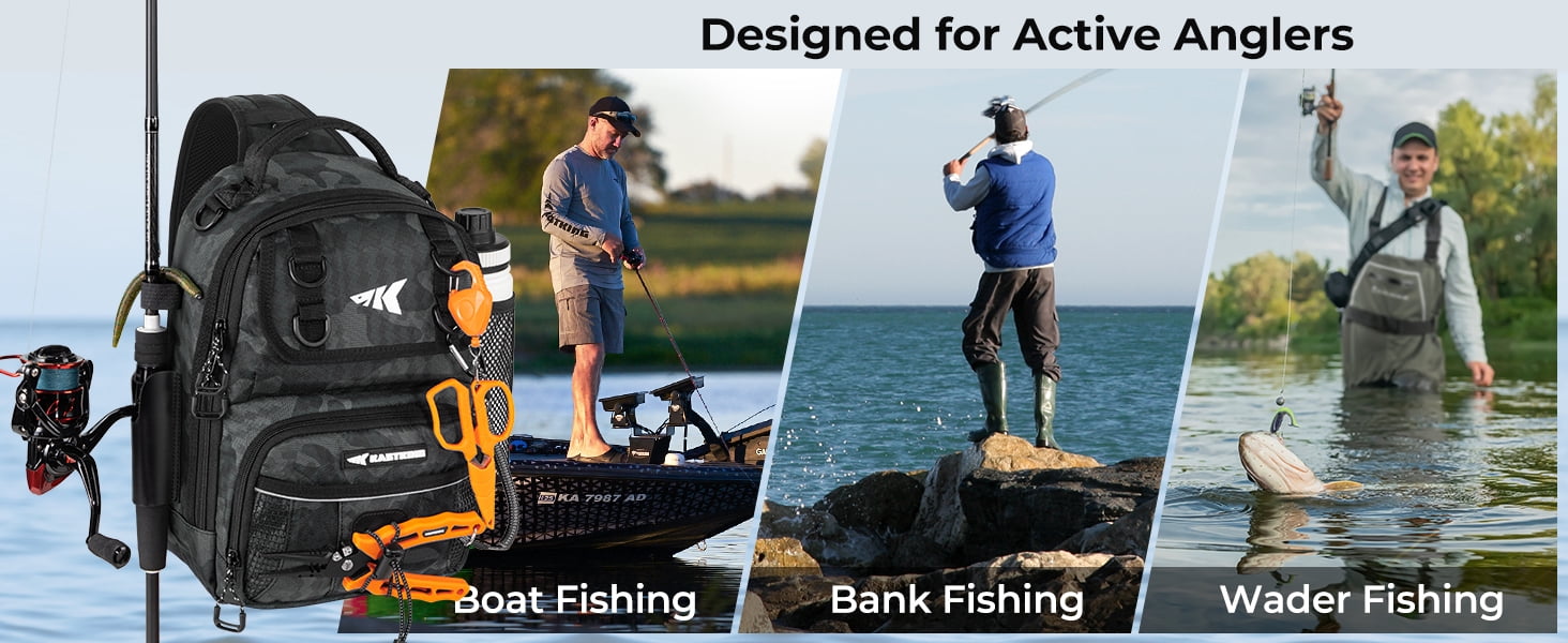 KastKing  Fishing Sling Bag, Fishing Backpack with Rod & Beverage Holder, Tackle Bag for Fishing Gear- BaitSpace