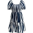 thumbnail image 3 of FASHIONWT Women Ruffle Boat Neckline Short Sleeve Mini Short Beach Print Dress, 3 of 4