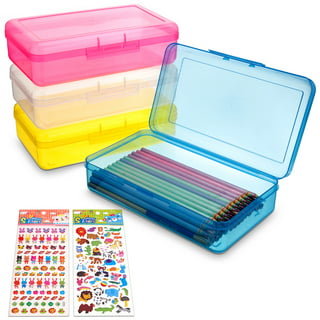 Sooez 3 Pack Large Capacity Hard Pencil Case Plastic Crayon Boxes with  Snap-tight Lid, Stackable Design, Supply for Kids Boys School Classroom