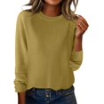 thumbnail image 2 of Women's Fashion Casual Solid Color Round Neck Split Hem Raglan Sleeve Long Sleeve Sweater, Comfortable and Chic, Great for Everyday Wear and Seasonal Activities,Yellow,L, 2 of 5