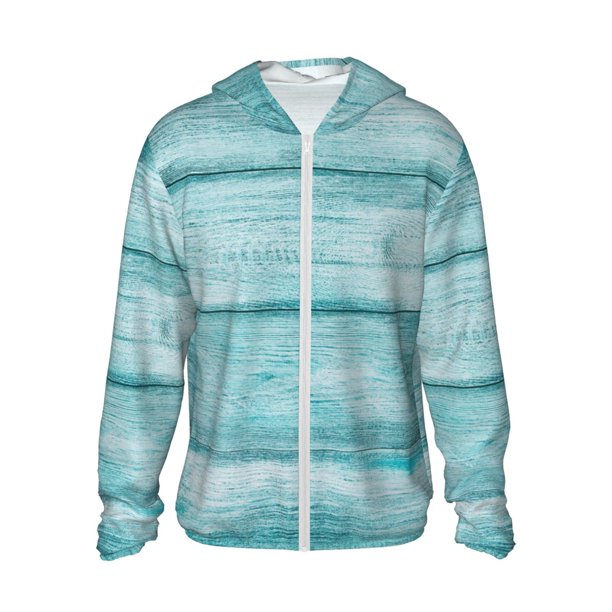 Fotbe Teal Turquoise Wood Chaqueta con Protección Solar UPF 50+ para Hombre y Mujer, Camisa con Capucha y Bolsillos-Small