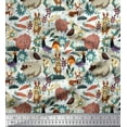 thumbnail image 1 of Soimoi Modal Satin Fabric Floral,Bird & Animal Cartoon Print Fabric by The Yard 42 Inch Wide, 1 of 3