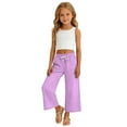 thumbnail image 5 of Scyoekwg Pants for Girls Spring Fashion Comfy Elastic Waistband Drawstring Cotton Linen Shorts Casual Solid Color Baggy Pants Purple 13-14 Years, 5 of 7