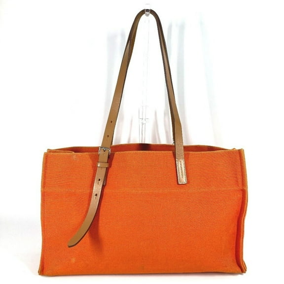 Pre-Owned HERMES Etrivière Elan Tote Bag Shoulder Leather/Canvas Unisex Orange (Good)