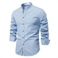 thumbnail image 2 of Hpapadks Mens Shirt Long Sleeve Solid Lapel Button Down Blouses Loose Mens Dress Shirts Light Blue XL, 2 of 7
