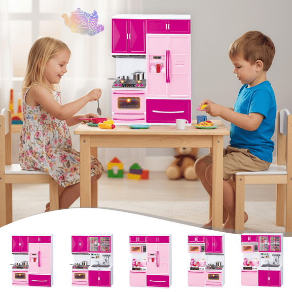 Kids Large Pretend Kitchen Playset, Simulation Cooking Kitchen Cabinet with Oven Refrigerator & Cookware Accessories, Pretend Play Toy, Chef Role Play Gift for Boys and Girls Ages 3 and Up