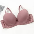 thumbnail image 4 of Fatuov Women's Lace Bra with Underwire Solid Color Soft Daily Bra for Casual, Supportive Full Coverage Push Up Lightly Lined Bra 38C, Pink, 4 of 5