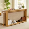thumbnail image 2 of 70.1"corrugated texture storage table narrow wooden console sofa table, can be placed behind the sofa, suitable for entranceways, corridors, and front door.Natura.70.1"L*8.7"W*35.5"H, 2 of 10