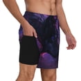 thumbnail image 2 of Honeii Galactic Wolf Stare Print Men's Swim Shorts,Mens Swim Trunks,Breathable Mesh Beach Shorts for Swimming,Surfing, and Beach Activities-Medium, 2 of 6