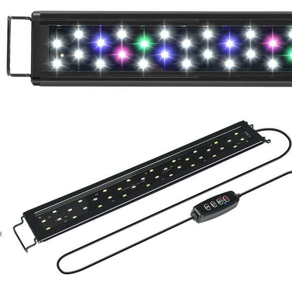 Aquaneat LED Aquarium Light, Full Spectrum, Adjustable, with Built-in Timer for 12-16 Inch Water Fish Tank Light Multi-Color