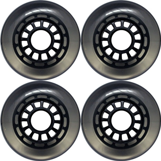 4Pack Inline Outdoor Wheels Clear/Black 5 Spoke 76mm 82a