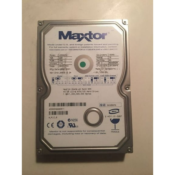 Hdd, 40gb, 22a 03a 11a dah017k0, n,m,c,b; b3fda, (4012)