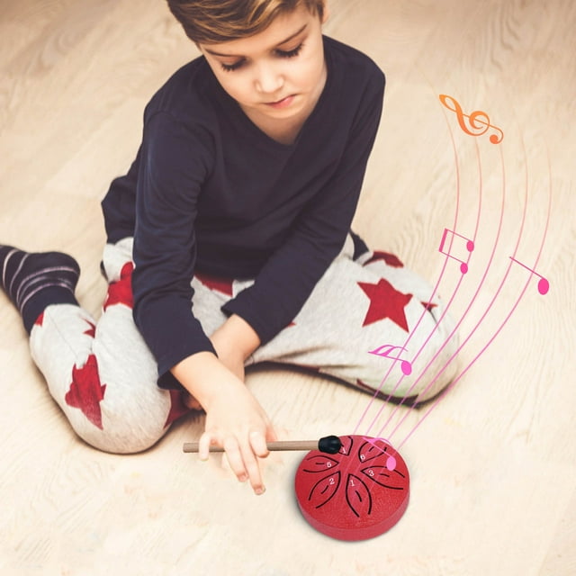 weibbin Mini Tambour de Pluie 3 Pouces 6 Tons Langue en Acier Instrument de Percussion Tambour pour Enfants Tambour Portable Petit avec Sac de Rangement