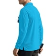 thumbnail image 5 of GrmtClth Mens Long Sleeve Golf Polo Shirts Soft Air Circulation Fabric Single Chest Pocket Quick Dry Performance Daily Commute Collared Shirts Light Blue 2XL, 5 of 8