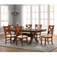 thumbnail image 4 of Roundhill Furniture Karven 7-Piece Extendable Dining Set - Glazed Pine Brown, 4 of 16