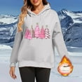 thumbnail image 2 of Women's Sherpa Lined Christmas Hoodie: Fuzzy Santa Graphic Pullover - Long Sleeve Festive Fleece Sweatshirt w/ Drawstring Cozy Holiday Lounge Wear, 2 of 7