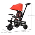 thumbnail image 3 of Qaba Baby Tricycle 4 In 1 Trike w/ Reversible Angle Adjustable Seat Removable Handle Canopy Handrail Belt Storage Footrest Brake Clutch for 1-5 Years Old Red, 3 of 10