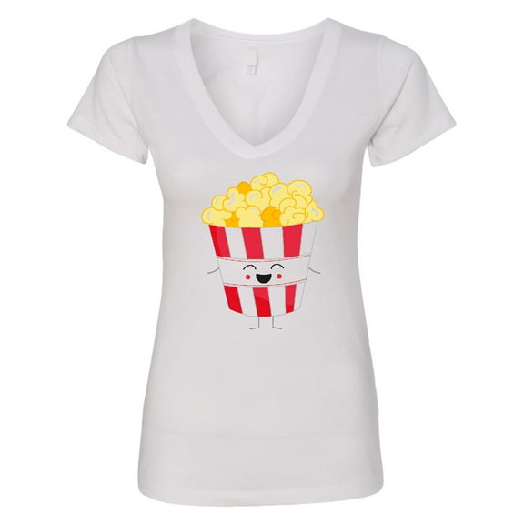 Inktastic Cute Kawaii Popcorn Women's V-Neck T-Shirt