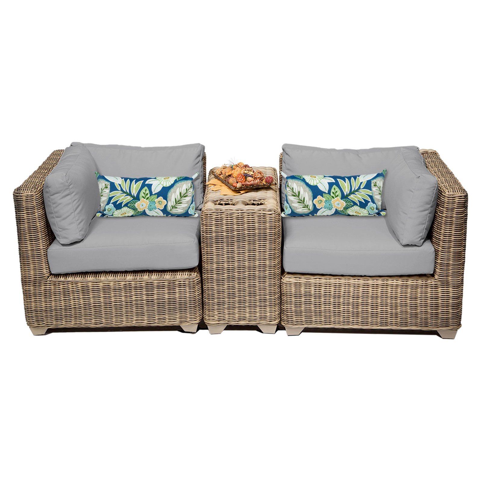 TK Classics Cape Cod Wicker 3 Piece Patio Conversation Set with 2 Sets