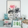 thumbnail image 2 of Designart 'Two Monochrome Leaves With Lotus Flower' Traditional Framed Canvas Wall Art Print, 2 of 5