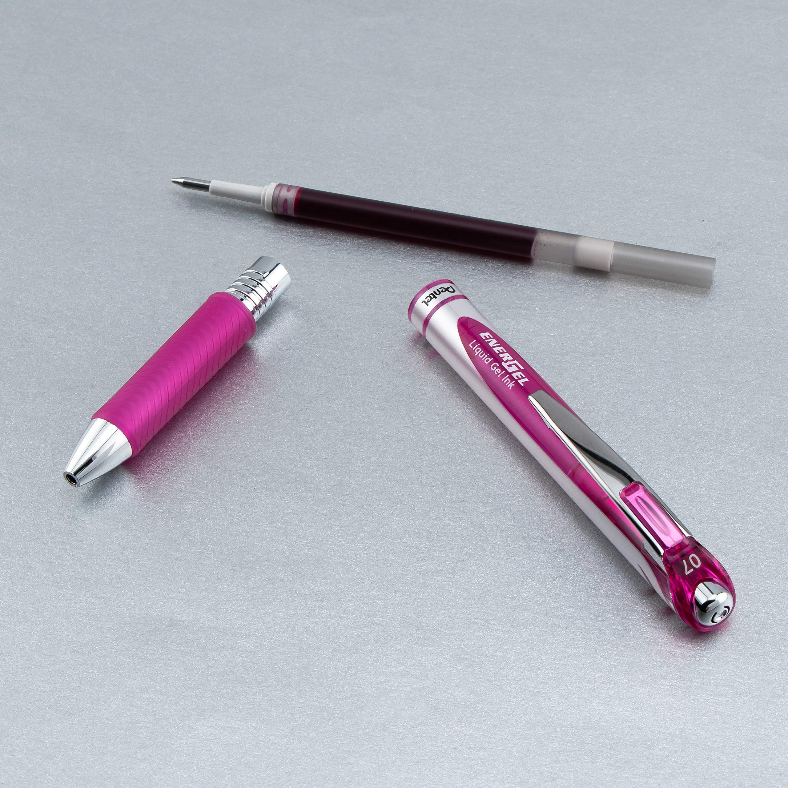 Pentel EnerGel RTX Retractable Liquid Gel Ink Pen, (0.7mm) Medium line, Magenta Ink, Box of 12 Pens (BL77-V4)