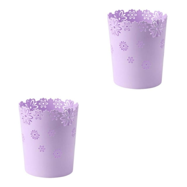 Wweixi Durable Trash Bin With Anti Slide Bottom Reliable And Convenient Prevents purple medium-sized 2Set