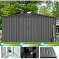 thumbnail image 4 of YODOLLA 12 x 12 ft. Outdoor Metal Storage Shed with Sliding Roof & Lockable Door in Dark Gray, 4 of 5