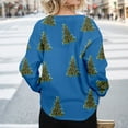 thumbnail image 5 of Christmas Sweaters For Women Funny Button Down Festive Coat Xmas Santa Christmas Tree Printed Cable Knit Pullover Blue, S, 5 of 7