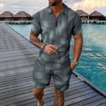thumbnail image 2 of Bpmpbo Men's Short Sets Outfits 2 Piece Summer Short Sleeve Polo Shirt and Shorts Set Casual Sport Suit，Man Gradation Short Sleeve Shorts Two-piece Movemet Fallow Set, 2 of 9