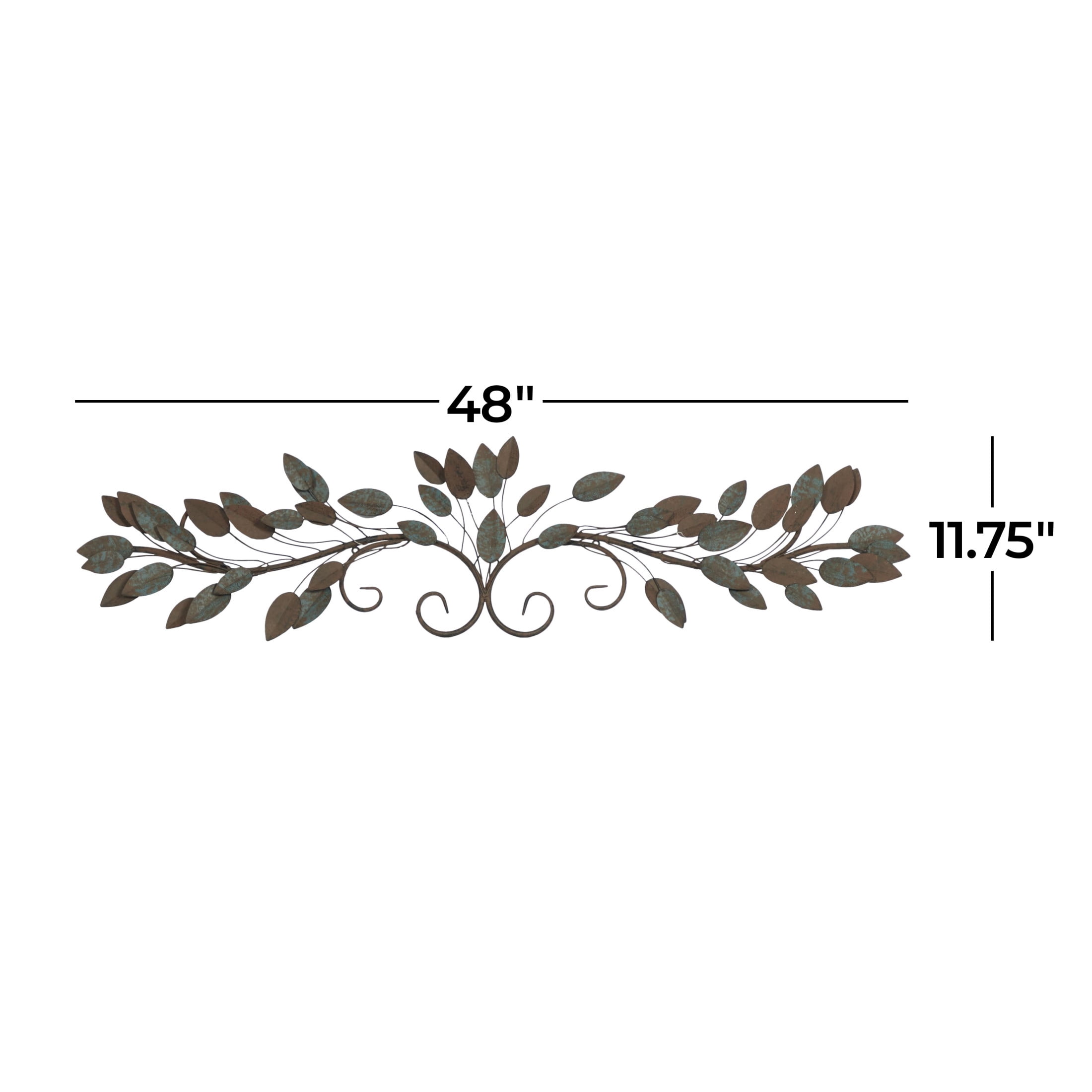 DecMode Blue Metal Scroll Leaf Wall Decor