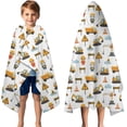 thumbnail image 3 of Cartoon Construction Vehicles Animals Hooded Bath Towel，50"x30" for Ages 3 To 12 Kids, Quick Dry Lightweight Soft Microfiber Hood Beach Towel Cover Up for Kids, 3 of 7