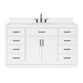 thumbnail image 2 of Ariel Hepburn 60 In. Rectangle Sink Bathroom Vanity With Carrara White Quartz Countertop 1.5 Edge In White, 2 of 8