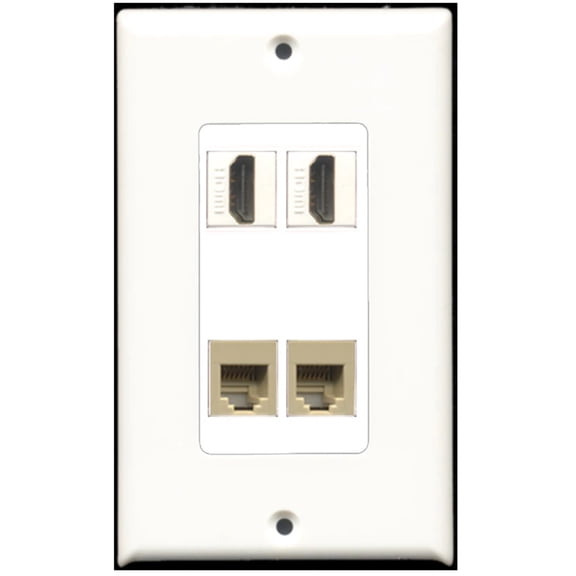 Ultra Spec Cables 2 Port HDMI 2 Phone Wall Plate w/Female/Female Jacks