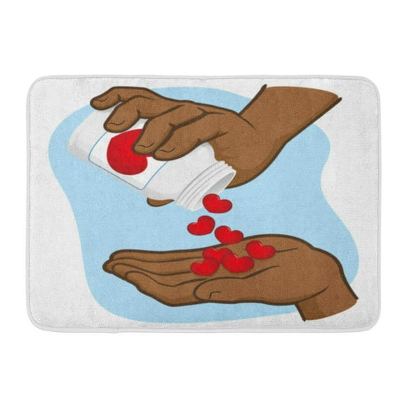 YUSDECOR Person Hands Picking Up Hearts in Jar Doses Love and Affection Afro Descent Motivational and Emotional Rug Doormat Bath Mat 23.6x15.7 inch