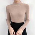 thumbnail image 5 of DYTTDG Women's Mock Neck Ribbed Knit Long Sleeve Top | Solid Slim Basic Pullover Soft Stretch Layering Shirt for Spring Fall Daily Wear, 5 of 7