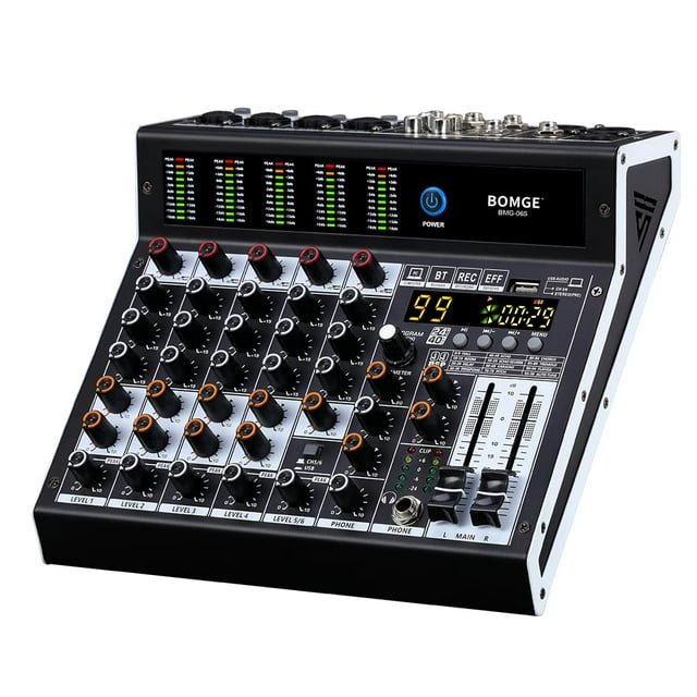 Mezclador de audio BOMGE 06S de 6 canales con 99 efectos DSP Bluetooth