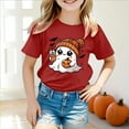 thumbnail image 2 of Staki Kids Halloween Shirts Girls Girl Halloween Shirt Tshirt Short Sleeve Tee Top Kids Season Fall Outfit(Red,8-9 Years), 2 of 5