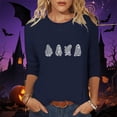 thumbnail image 2 of gbyLJF Women's Plus Size 3/4 Sleeve Halloween Shirts Funny Ghost Rhinestone Graphic Top Casual Fall Family Party Mom Tee, 2 of 7