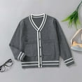 thumbnail image 2 of HCNTES Girls Cute Cardigan 100% Cotton Girls Button Up Sweater Long Sleeve Kids Knit Cardigan Crewneck Casual Kawii Clothes(5-7 Years,Style1-Dark Gray), 2 of 4