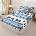 thumbnail image 2 of Erosebridal Striped Train Print Zipper Queen Comforter Set with Fitted Sheet and 2 Pillowcases,Vintage Railway Zipper Bedding Set For Boys,Colorful Stars Reversible,4pcs, 2 of 7