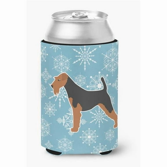 Caroline's Treasures BB3557CC Winter Snowflake Airedale Terrier Can or Bottle Hugger, Can Hugger, multicolor
