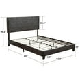 thumbnail image 2 of Queen Size Black PU Upholstered Platform Bed Frame with Wood Slat Support, Modern Style for Comfortable Bedrooms, 2 of 6