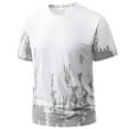 thumbnail image 1 of Blusas y camisas de manga corta y cuello redondo para hombre. Camisa informal de poliéster de cuello redondo, cómoda y lisa., 1 of 2